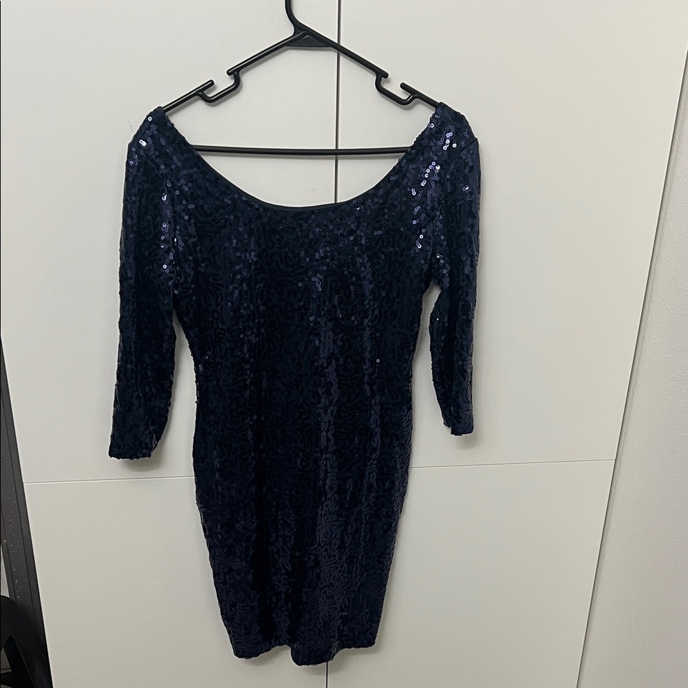 Wet Seal Navy Sequin Long Sleeve Dress